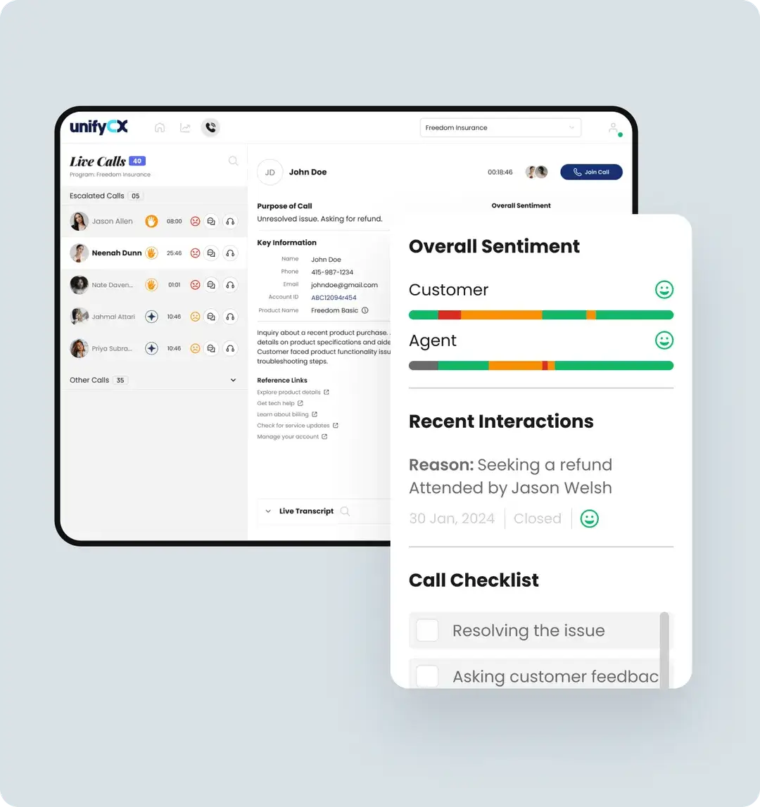UnifyCX AI platform Quality Assurance